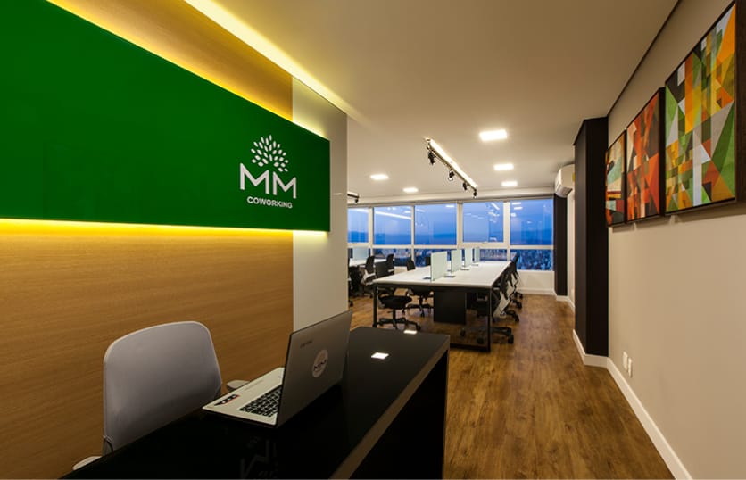 Vista geral do espaço de coworking